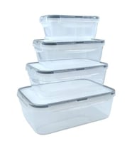 By Nevser® 4lü İç İçe Sızdırmaz Contalı Kilitli Kapaklı Plastik Erzak Saklama Kapları LC315 (STD)