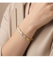 XUPING JEWELRY 14 Ayar Altın Kaplama, Kalpli Zirkon Taşlı Bileklik