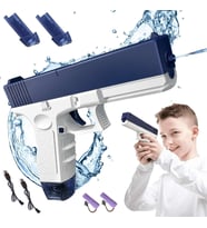 Elektrikli Otomatik Atış Yapan Çift Sarjörlü GLOCK Su Tabancası (Mavi)