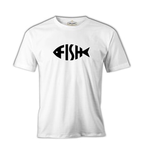 Fish with Letters Beyaz Erkek Tshirt