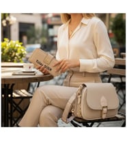 Givenza 🎁 Kişiye Özel Cüzdan & Kolye Hediyeli Şık Kadın Çanta Seti 🎁 (Bej-Bej)
