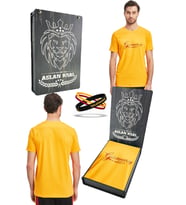 Galatasaray Orijinal Lisanslı Sarı T-Shirt + Bileklik Set Hediyelik Ahşap Kutulu
