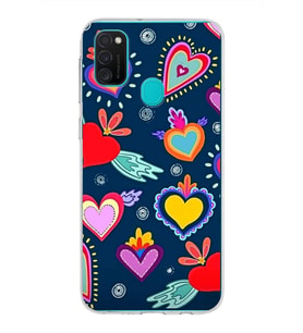 PrintiFy Samsung Galaxy M21 ile Uyumlu 1mm Slim Fit Retro Colors 3 Baskılı Şeffaf  Kılıf