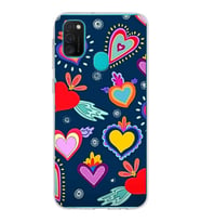 PrintiFy Samsung Galaxy M21 ile Uyumlu 1mm Slim Fit Retro Colors 3 Baskılı Şeffaf  Kılıf