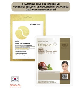 3 Katmanlı Gold Göz Maskesi ve Yenileyici, Besleyici Ve Nemlendirici Salyangoz Özlü Kollajen Maske Seti
