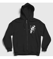 Presmono Unisex Siyah Flip Miley Cyrus Fermuarlı Kapüşonlu Sweatshirt 400382tt