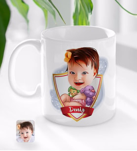 BK Gift Kişiye Özel İsimli Bebek Karikatürlü Beyaz Kupa Bardak-2