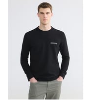 LCWAIKIKI Classic Siyah Bisiklet Yaka Baskılı Erkek Sweatshirt