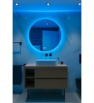 Digital Hayat  Buğu Çözücü Dokunmatik Dimlenebilir Yuvarlak Ayna  Beyaz Gün Işığı Amber Mavi Kırmızı LED Işıklı Dekoratif Banyo Makyaj  Aynası  50cm - 80cm