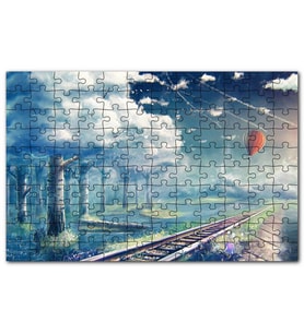 Cakapuzzle Fantastik Gökyüzü Demiryolu Uçan Balon Orman Puzzle Yapboz MDF(Ahşap) (120 Parça)
