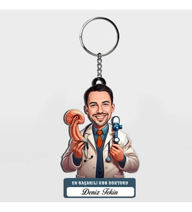 Karikatürlü - Yakışıklı KBB Doktoru İsimli Anahtarlık