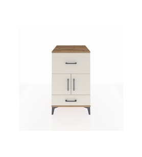 Kronos Komodin Tek Raflı 2 Çekmeceli 2 Kapaklı 60x59x96 Çam-Aytaşı