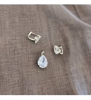 Zirkon Damla Model 925 Ayar 1. Kalite İthal Kadın Gümüş Küpe ve Kolye Ucu Set