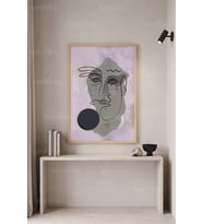 Soyut Yüz Minimalist Portre 1. Kalite Ahşap Çerçeveli Tablo