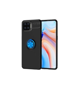Oppo Reno 4 Lite Uyumlu Kılıf Zore Ravel Silikon Kapak (Siyah-Mavi)