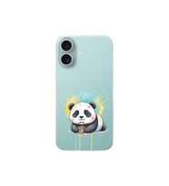 iPhone 16 ile Uyumlu Splash Panda Tasarımlı Şeffaf Silikon Kılıf