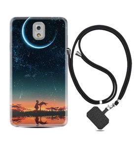 Samsung Note 3 4 5 8 9 20 Ultra 10 Lite Kılıf Boyun Askılı Silikon Ay ve Kız 1720