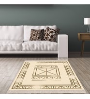Osmanlı Motifler Desenli Etnik Dijital Baskı Yıkanabilir Kaymaz Taban Salon Halı ve Yolluk (Bej)