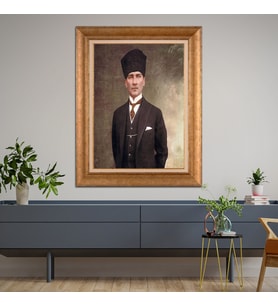 Altın Varaklı Paspartulu Çerçeveli Tablo hb579
