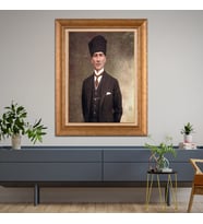 Altın Varaklı Paspartulu Çerçeveli Tablo hb579