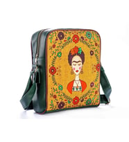 Frida Kahlo Figürlü Büyük Postacı Kol Çantası Etnik Bohem Style - Yesil (Yeşil)