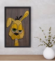 BK Home Drunken Rabbit - Yellow Dekoratif Ahşap Siyah Çerçeveli Tablo-1