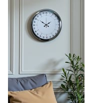 River World Duvar Saati 40 cm  Metal Tasarımı Özel 24 Saat Göstergeli Krom