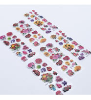 6 Adet Kabartmalı Yapışkan Sticker, Renkli Çiçekler