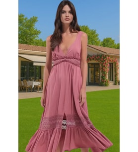 Yazlık Plaj Elbisesi Maxi Boy V Yaka Dokuma Crinkle Rahat Ve Şık Modern Stil Mükemmel Uyum