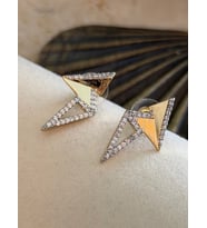 Zirkon Taş Detay Origami Küpe (Çelik)