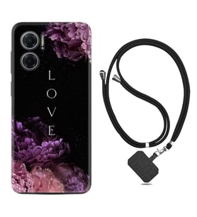 Xiaomi Redmi Note 11E Kılıf Silikon Boyun Askılı İpli Desenli Silikon Love Flow 1664