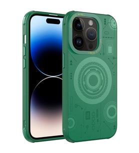 Lexroo iPhone 14 Pro Max Kılıf Wireless Şarj Özellikli Desenli Hot Kılıf - Koyu Yeşil