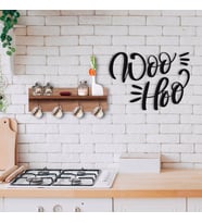 BK Home Doğal Ahşap Raflı Dekoratif Fincan Askılığı ve Duvar Süsü-17 (Beyaz)