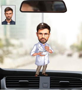 Kişiye Özel Fotoğraflı Eczacı 2 Tasarımlı Karikatür Araba Dikiz Ayna Süsü