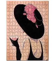 Cakapuzzle Şapkalı Kadın Pembe Kadehli Görsel Puzzle Yapboz MDF (Ahşap) (120 Parça)