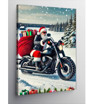 Kanvas Tablo Noel Baba ve Motosiklet