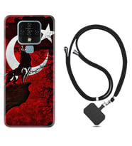 Tecno Camon 16 18P Pova Kılıf Boyun Askılı Silikon Wolf and Moon 2 1381