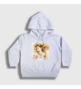 Presmono Unisex Çocuk Beyaz Fearless Taylor Swift Kapüşonlu Sweatshirt 311148tt