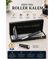 İsme Özel Mat Gri Hediyelik Roller Kalem