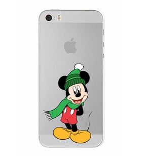 Apple iPhone 5SE Uyumlu Kamera Korumalı Tıpalı Kapak Mickey Mouse TasarımlıŞeffaf Kılıf