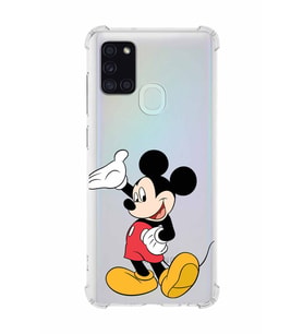 Samsung Galaxy A21s   Köşe Korumalı Antişok Kapak Mickey Mouse Tasarımlı Şeffaf  Kılıf