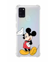 Samsung Galaxy A21s   Köşe Korumalı Antişok Kapak Mickey Mouse Tasarımlı Şeffaf  Kılıf