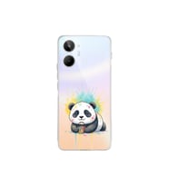 Realme 10 4G ile Uyumlu Splash Panda Tasarımlı Şeffaf Silikon Kılıf