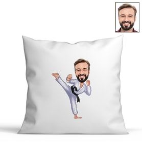 Kişiye Özel Karateci Tasarımlı Karikatür Yastık 70