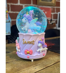 Mega Boy Kar Küresi Unicorn Full Otomatik Kar Püskürtmeli Işıklı Müzikli
