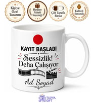 Kameramana Hediye Kayıt Başladı Kırmızı Işık Esprili Çay Kupası Bardak