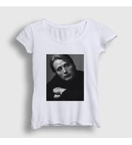 Presmono Kadın Beyaz Pose Mads Mikkelsen T-Shirt 555487tt (Beyaz)