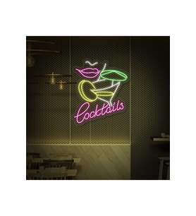 Cocktails Yazılı ve Şekilli Neon Tabela
