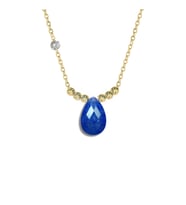Demas Gold  Pirlanta 14 Ayar Altin Dorikalı Mavi Lapis Lazuli Renkli Damla Taşlı Kolye
