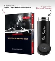 Kişiye Özel 2026 Atatürk Ciltli Ajanda ve Dereceli Termos